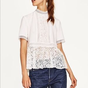 Zara Lace High-Neck Blouse